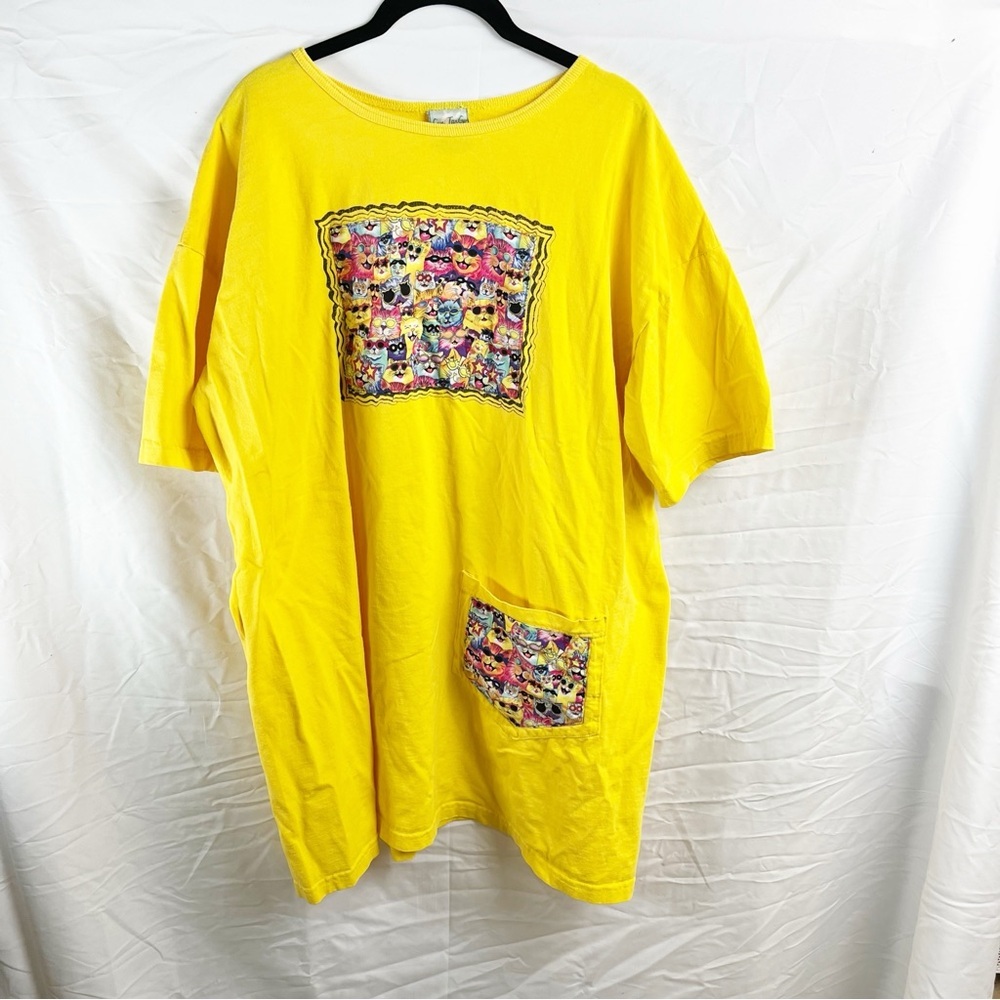 Vintage Sun Tan Go Cats Oversize Night Shirt Swim Cover Up T-Shirt Dress